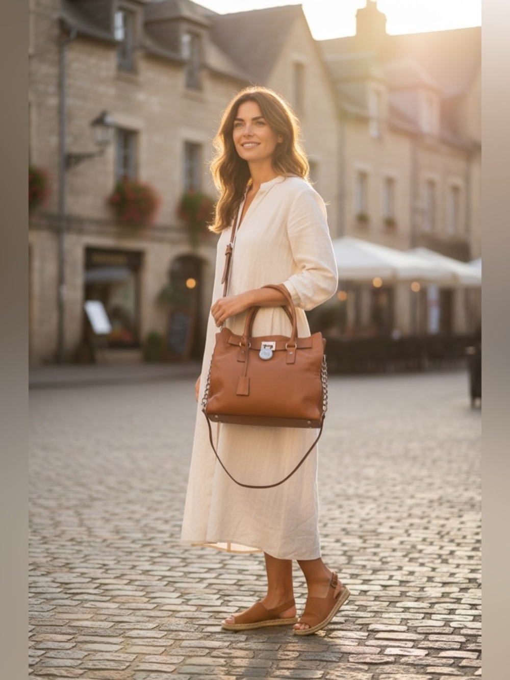 Michael Kors Hamilton Leather Handbag | Sholder Bag Silver Hardware